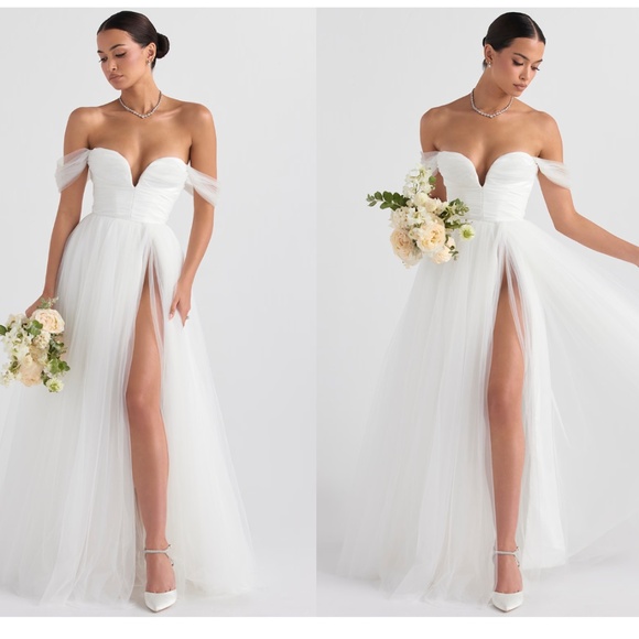 HOUSE OF CB 'Fairytale' White Tulle Bridal Gown‎ NWOT size L - Picture 4 of 12